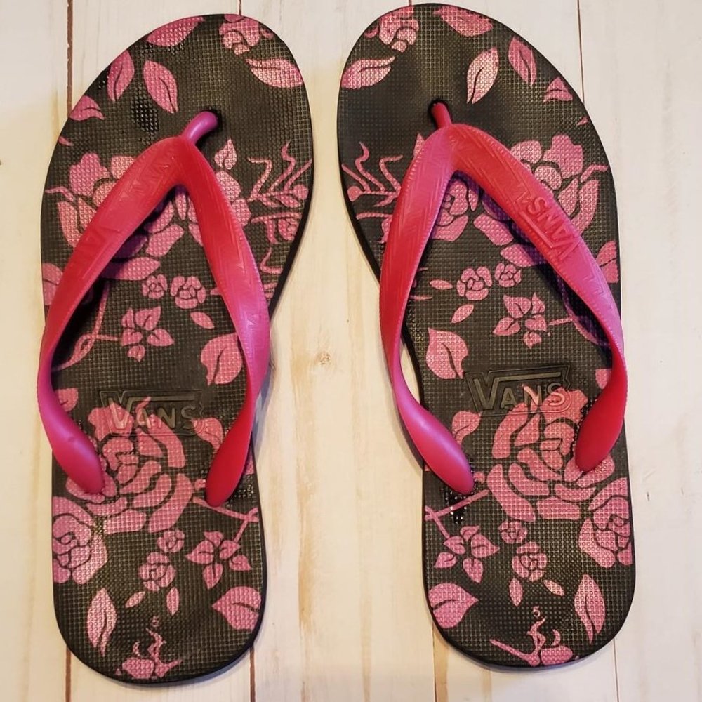 Vans Pink Floral Sandals Women's Size 5